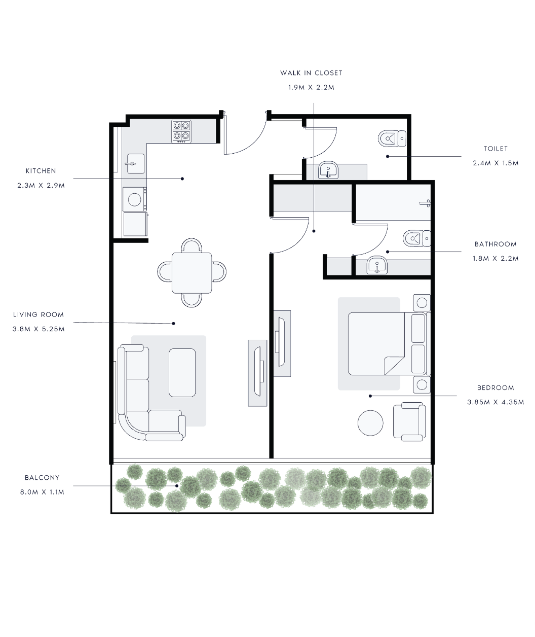 1-Bedroom Apartment Celestis Floor Plan